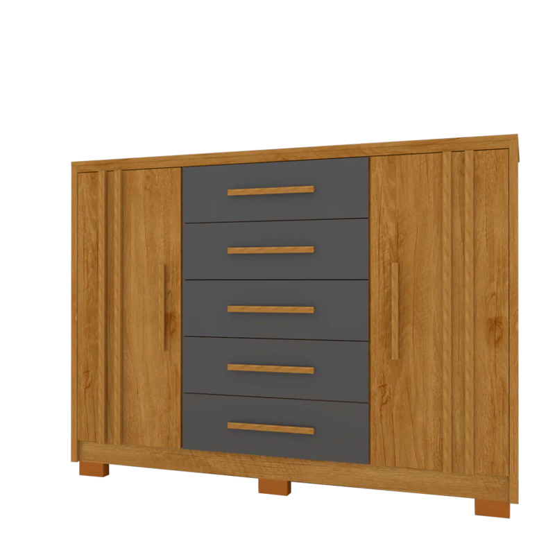 Cômoda de 1,55 100% MDF com portas ripadas