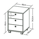 Gaveteiro 03 Gavetas com Rodinhas - Preto