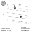 Cômoda de 1,80 com 6 gavetas 100% MDF