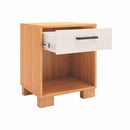 Mesa de cabeceira 100% MDF com uma Gaveta  Freijó e Off White